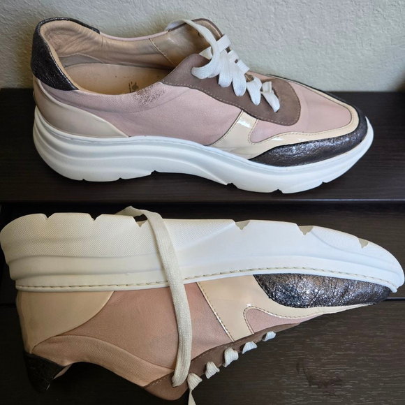 Clorinda Antinori Leather Suede Statement Sneakers 39 US 8.5 Pink Brown Gray - Picture 10 of 10